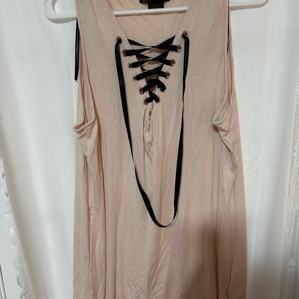 Love & Legend Soft pinkish top1x ribbons , front neck criss cross - new